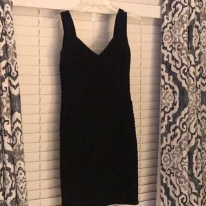 Calvin Klein black ribbed fitted dress